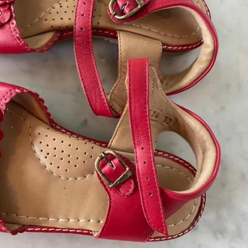 PIOLITO FLORICIENTA Sandals Red Floral Petal Applique Girl Size 1
